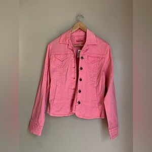 Jon gabrielle pink denim jean jacket fitted stretch size large